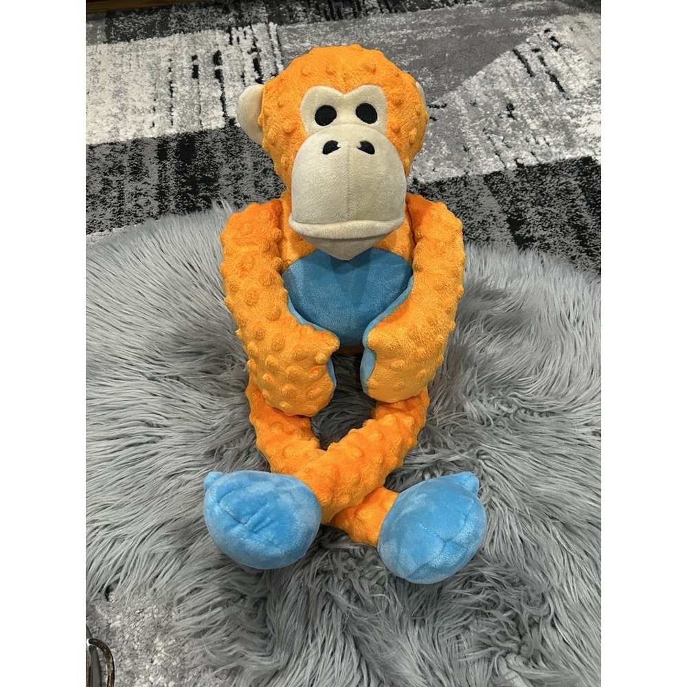 Jumbo Sized Godog Monkey with Chew Guard Technology Squeakers Plush Dog Toy